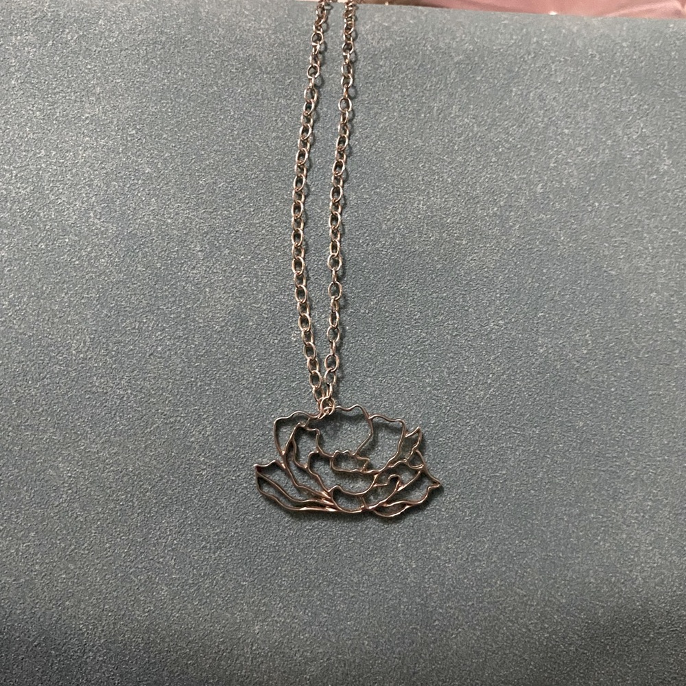 Sterling Silver Peony Necklace